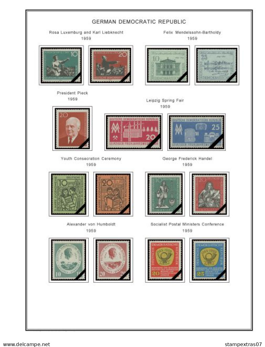 GERMANY (EAST - DDR) STAMP ALBUM PAGES 1949-1990 (334 color illustrated pages)