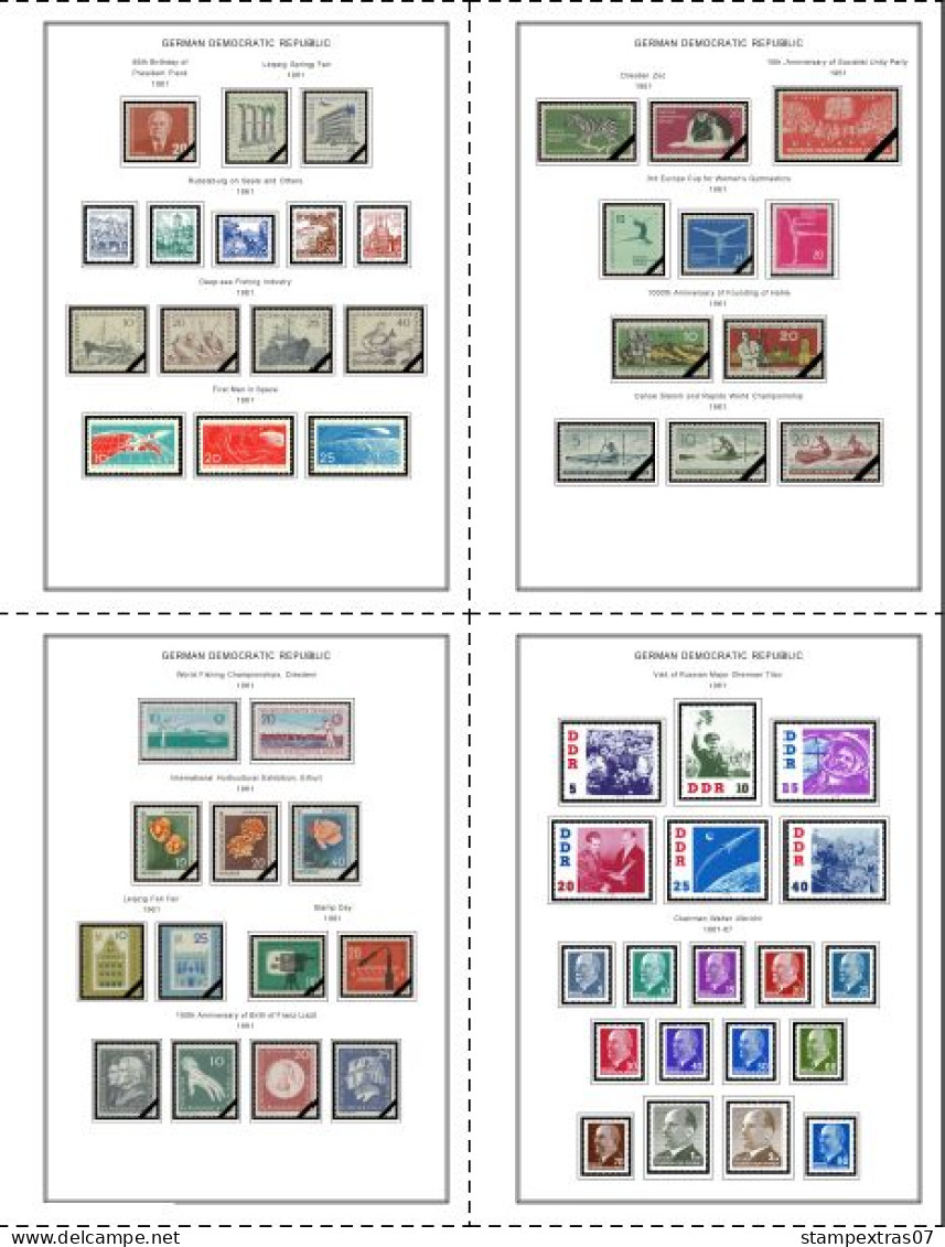 GERMANY (EAST - DDR) STAMP ALBUM PAGES 1949-1990 (334 color illustrated pages)