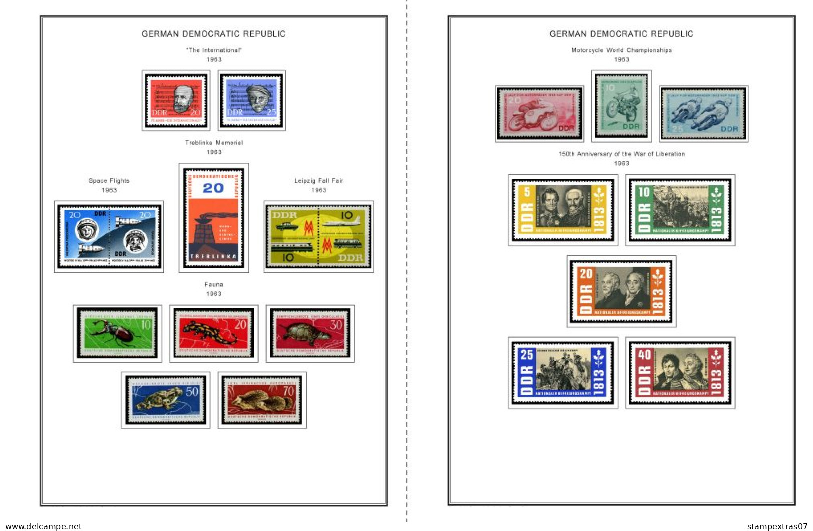 GERMANY (EAST - DDR) STAMP ALBUM PAGES 1949-1990 (334 color illustrated pages)