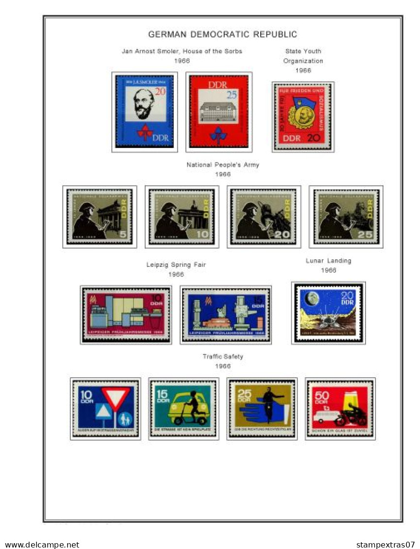 GERMANY (EAST - DDR) STAMP ALBUM PAGES 1949-1990 (334 color illustrated pages)