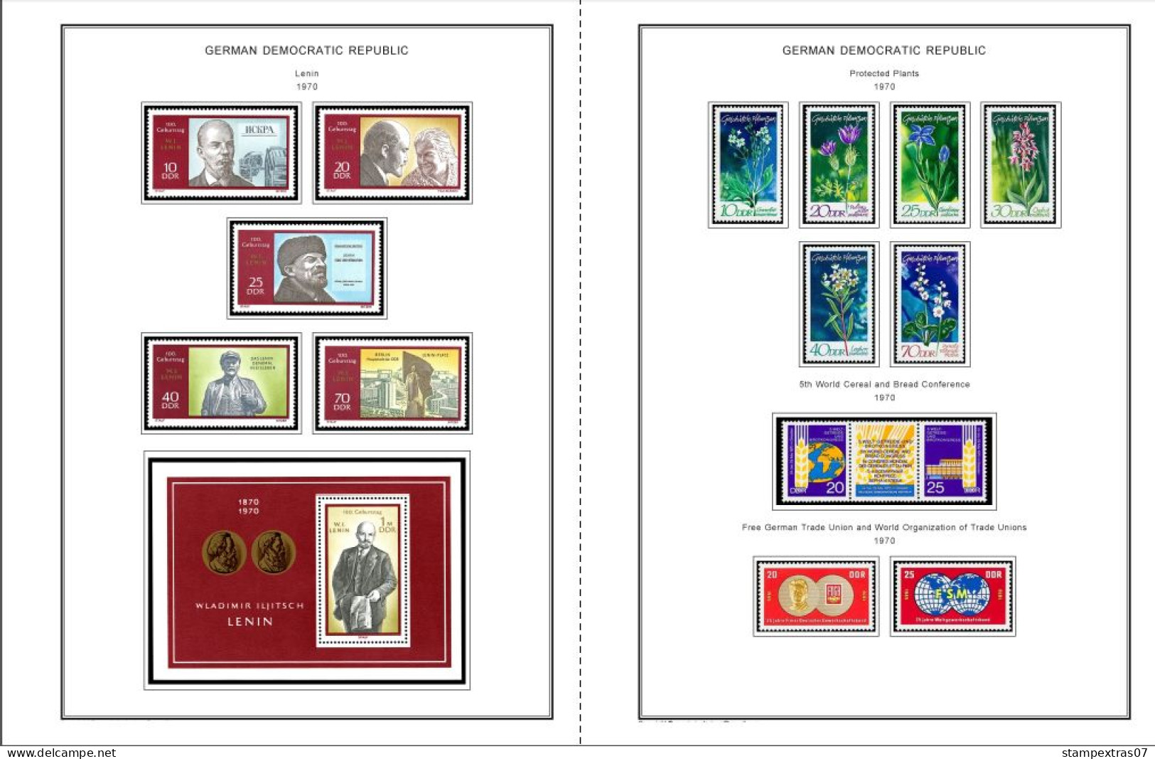 GERMANY (EAST - DDR) STAMP ALBUM PAGES 1949-1990 (334 color illustrated pages)