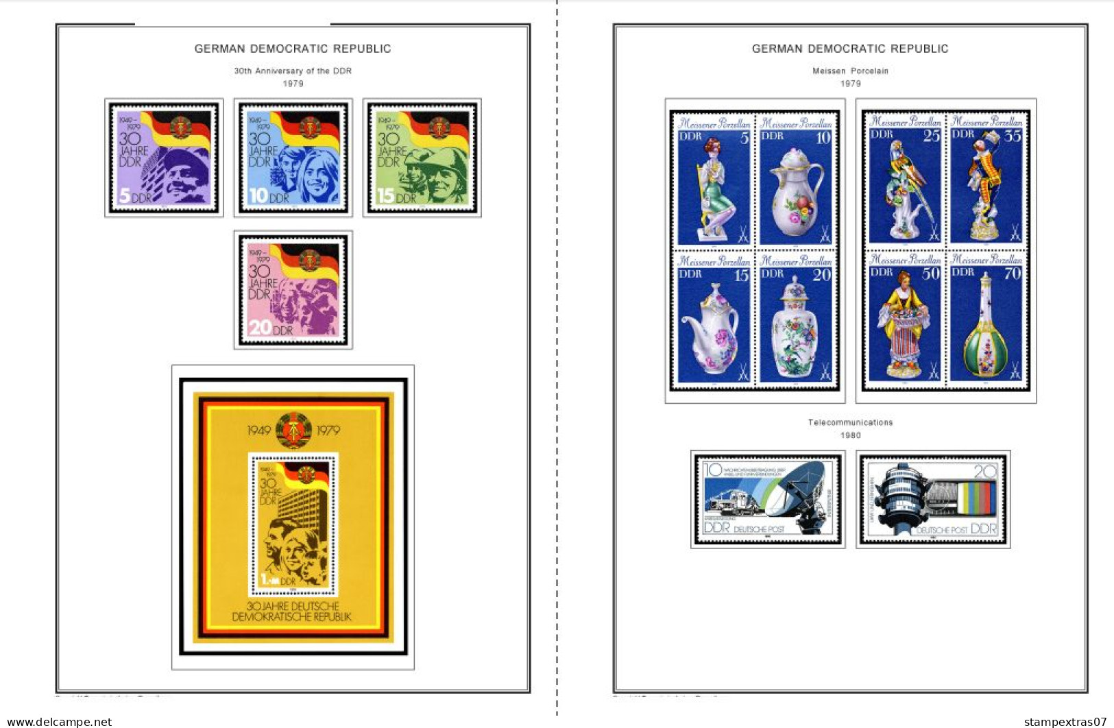 GERMANY (EAST - DDR) STAMP ALBUM PAGES 1949-1990 (334 color illustrated pages)