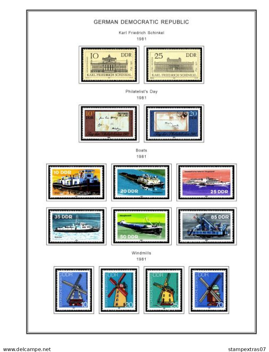 GERMANY (EAST - DDR) STAMP ALBUM PAGES 1949-1990 (334 color illustrated pages)