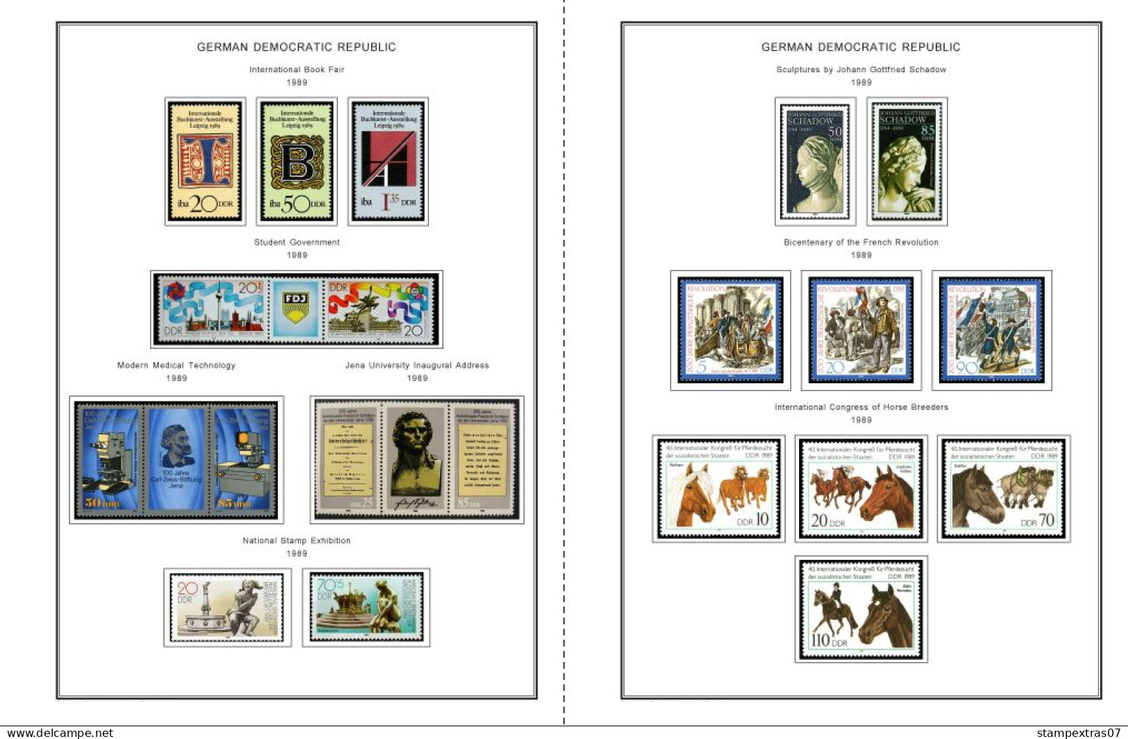 GERMANY (EAST - DDR) STAMP ALBUM PAGES 1949-1990 (334 color illustrated pages)
