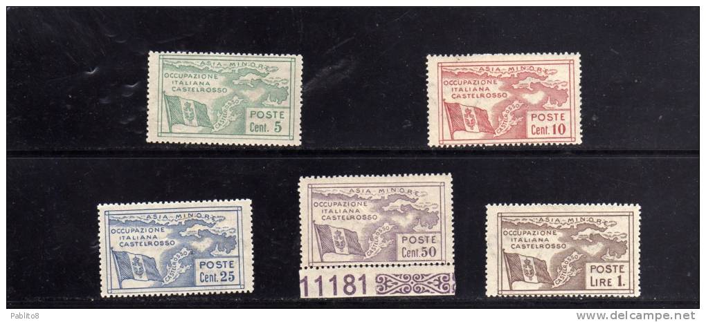 CASTELROSSO 1923 OCCUPAZIONE DELL´ISOLA SERIE COMPLETA MNH BEN CENTRATA - Castelrosso