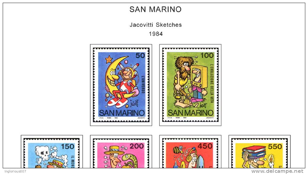 SAN MARINO STAMP ALBUM PAGES 1877-2011 (256 color illustrated pages)