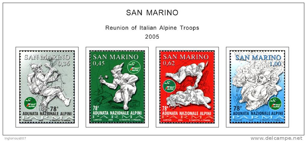 SAN MARINO STAMP ALBUM PAGES 1877-2011 (256 color illustrated pages)