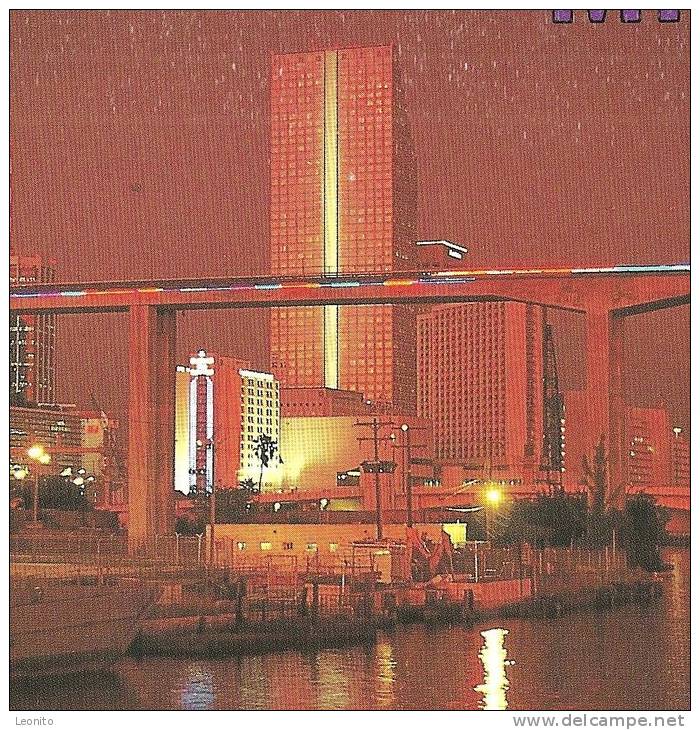 Metrorail Bridge Lighted Up Miami Florida Impressions 1993 - Miami