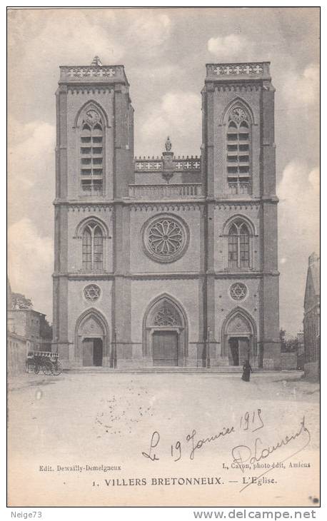 Cpa De La Somme - Villers Bretonneux - L'Eglise - Villers Bretonneux