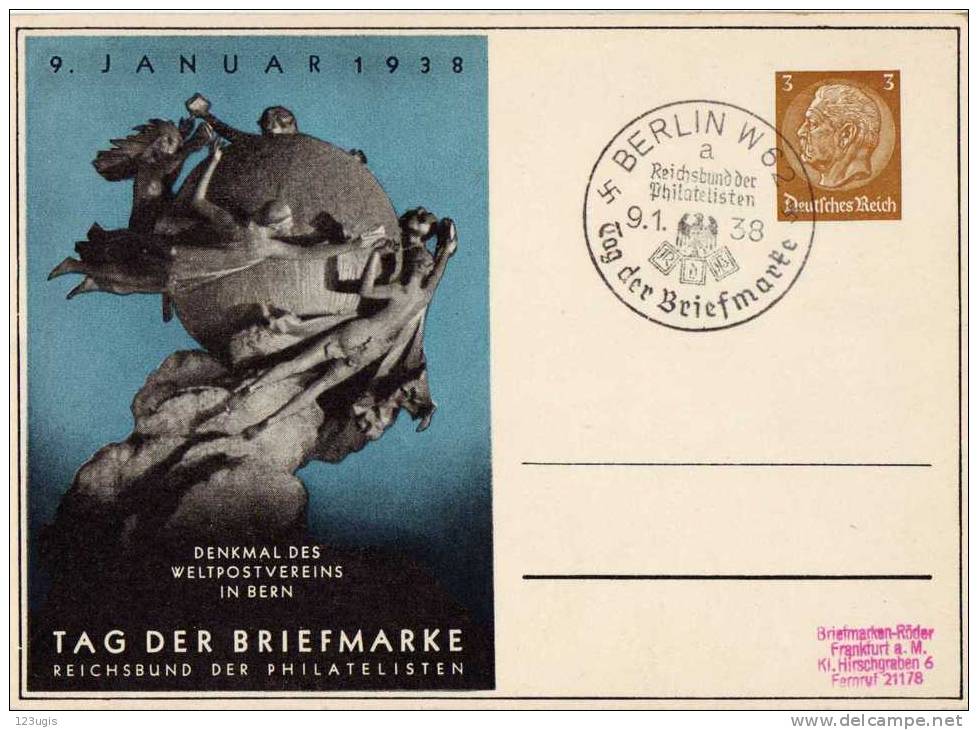 Drittes Reich Privatganzsache 1938 Mi PP122-C-70-01 Tag Der Briefmarke Mit Sonderstempel (SST) [A] @ - Autres & Non Classés