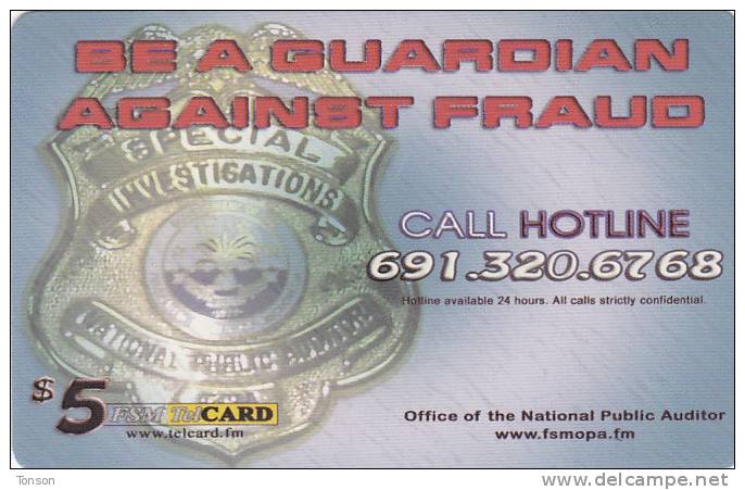 Micronesia, FSM-R-092, $5, Guardian Against Fraud, 2 Scans. - Mikronesien