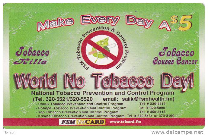 Micronesia, FSM-R-012, $5, World No Tobacco Day, 2 Scans. - Mikronesien