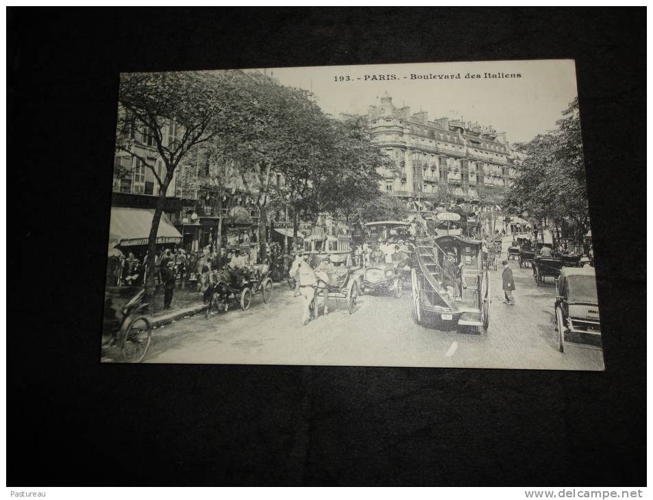 Paris 2ème .  Boulevard Des Italiens. Attelages Et Autobus à Impériale. Voir 2 Scans. - Arrondissement: 02