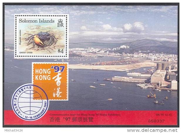 1384 ✅ Fauna Marine Life Crab Omnibus Expo Hong Kong '97 1997 Solomon Isl S/s MNH ** - Marine Life