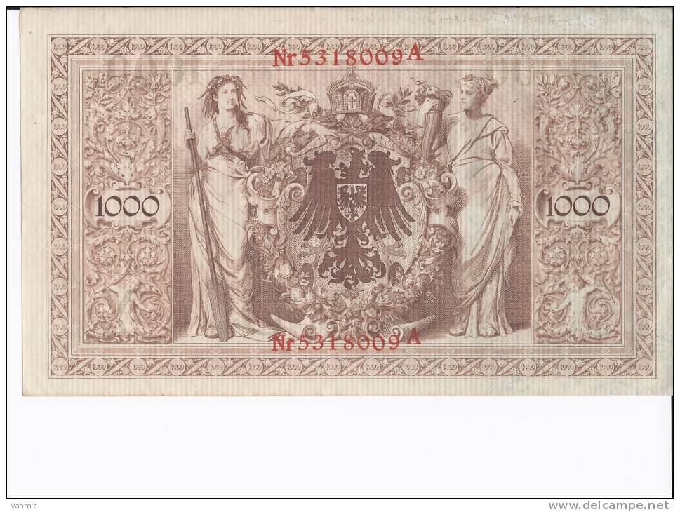 1910 A - Billet 1000 Mark - Allemagne - Série A - N° 5318009A - 1.000 Mark