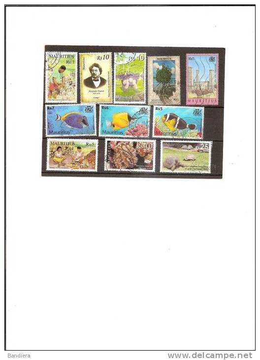 ILE MAURICE LOT N° 154 AVC 11 TIMBRES OBLITERES RECENTS. - Maurice (1968-...)