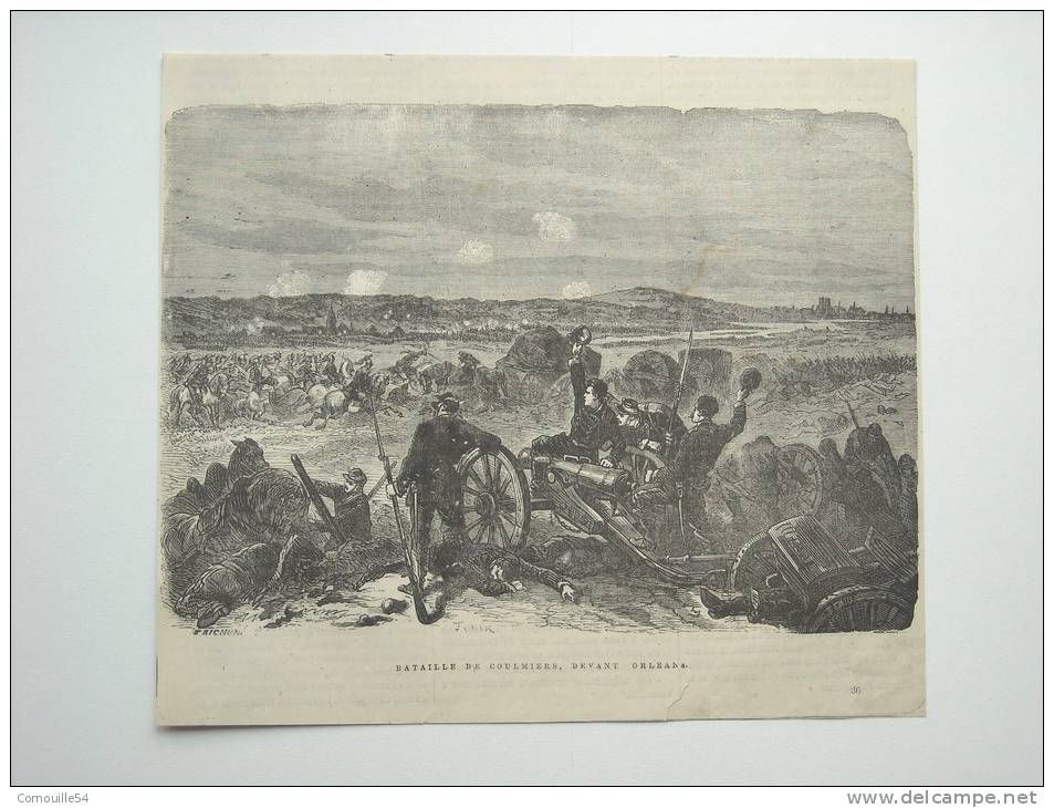 GRAVURE. GUERRE DE 1870. BATAILLE DE COULMIERS, DEVANT ORLEANS. - Estampes & Gravures