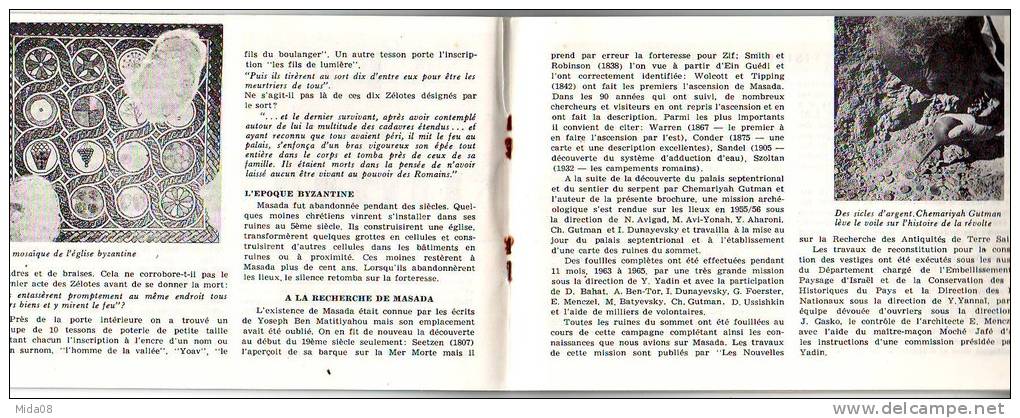 BROCHURE TOURISTIQUE DE 16 PAGES De MASADA Par MIKHA LIVNE Et ZE'EV MECHEL.INTRODUCTION De YIGAËL YADIN.format 165x110mm - Archéologie