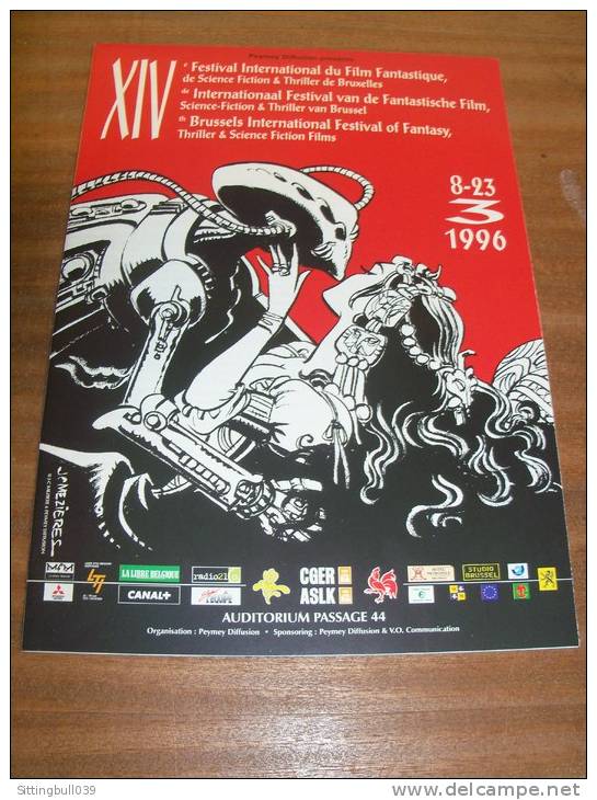 Mézières J-Claude. Catalogue du 14e Festival Intern du Film Fantastique, de SF.. Bruxelles 1996 + Affiche + Programme