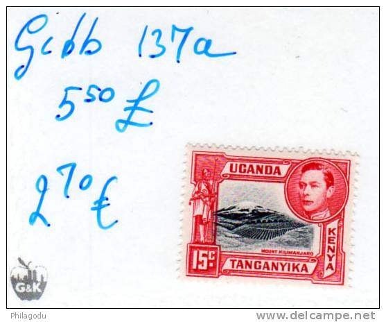 George VI, Yv 53** (Gibb 137a), Cote 5,50 £ - Kenya, Uganda & Tanganyika