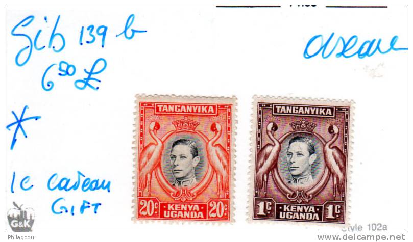 George VI Avec Oiseaux, Yv 50* (Gibb 139b), Cote 6,50 £ - Kenya, Uganda & Tanganyika