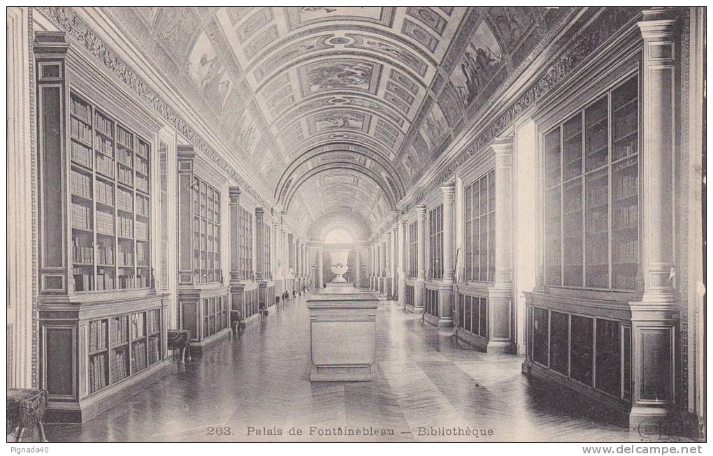 Cp , 77 , FONTAINEBLEAU ,  Palais , Bibliothèque - Fontainebleau