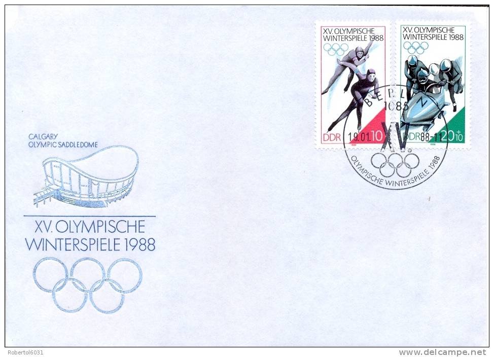 DDR 1988 FDC XV Winter Olympiade Calgary - Invierno 1988: Calgary