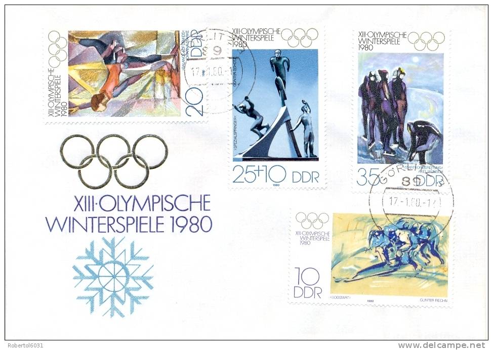 DDR 1980 Complete Set On Cover XIII Winter Olympiade Lake Placid - Hiver 1980: Lake Placid