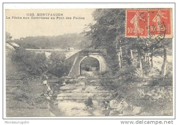 43 )) MONTFAUCON, La Pêche Aux Ecrevisses Au Pont Des Failles   1123 - Montfaucon En Velay