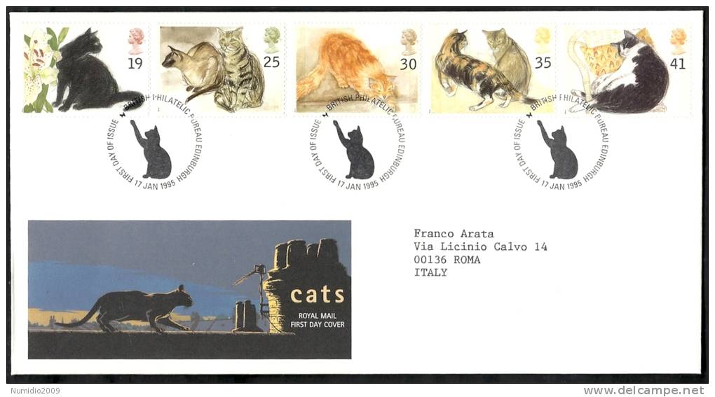 1995 GB FDC CATS - 001 - 1991-2000 Dezimalausgaben