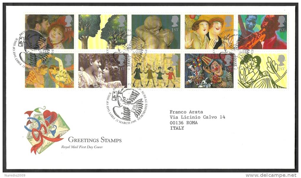 1995 GB FDC GREETINGS STAMPS - 001 - 1991-2000 Decimal Issues