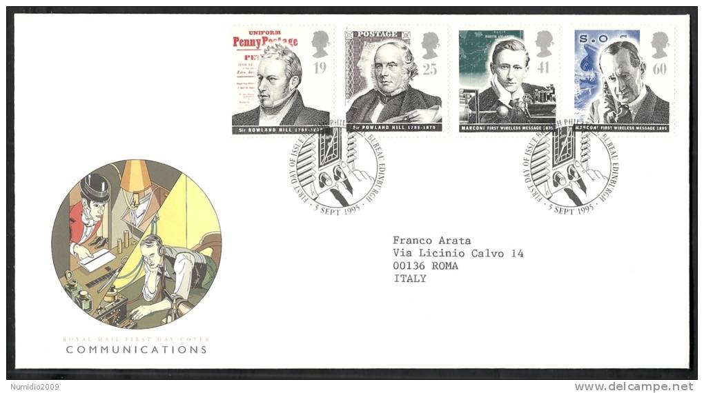 1995 GB FDC COMMUNICATIONS - 001 - 1991-00 Ediciones Decimales