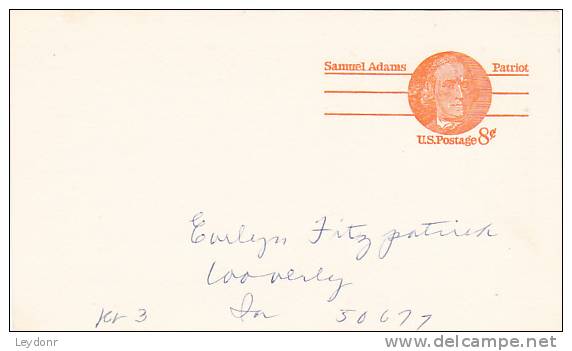 Postal Card - Samuel Adams - Scott # UX66 - Chuck Grassley For Congress - 1961-80