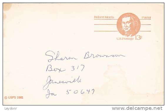 Postal Card - Roberts Morris - Scott # UX93 - 1981-00