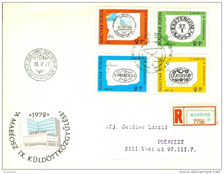 HUNGARY - 1972.FDC Set USED - 45th Stampday / Postmarks Mi 2760-2763 - FDC