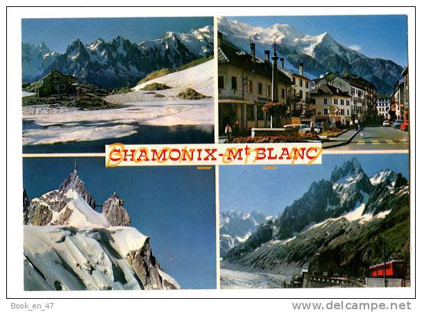 {56406} 74 Haute Savoie Chamonix Mont Blanc , Multivues ; Train Du Montenvers , Lac Blanc , Aiguille Du Midi - Eisenbahnen