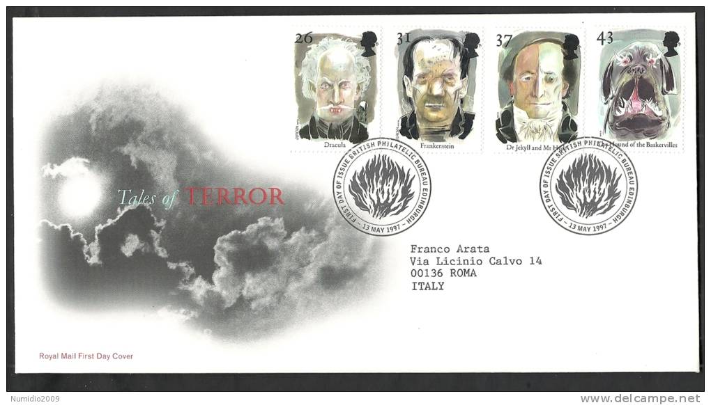 1997 GB FDC TALES OF TERROR - EUROPA - 001 - 1991-2000 Em. Décimales