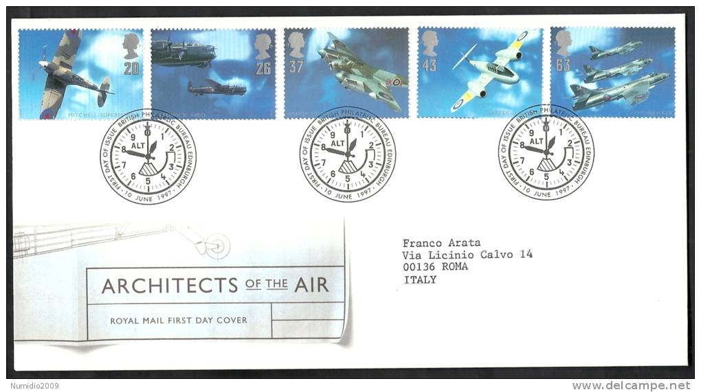 1997 GB FDC ARCHITECTS OF THE AIR - 001 - 1991-2000 Em. Décimales