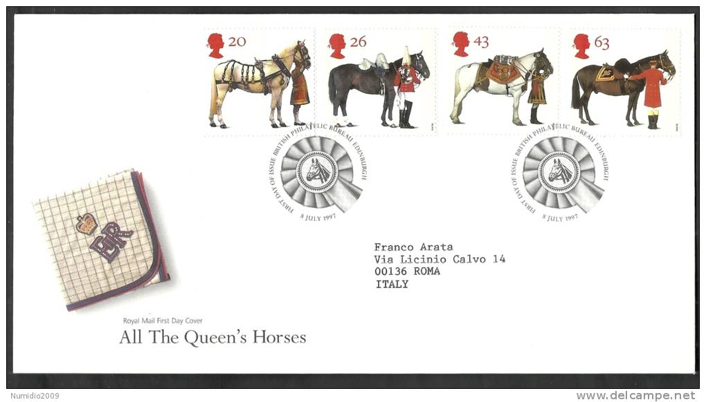 1997 GB FDC ALL THE QUEEN'S HORSES - 001 - 1991-2000 Em. Décimales