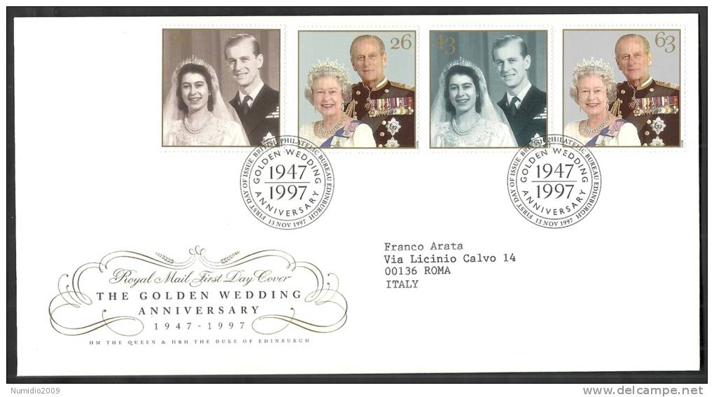 1997 GB FDC THE GOLDEN WEDDING ANNIVERSARY - 001 - 1991-00 Ediciones Decimales