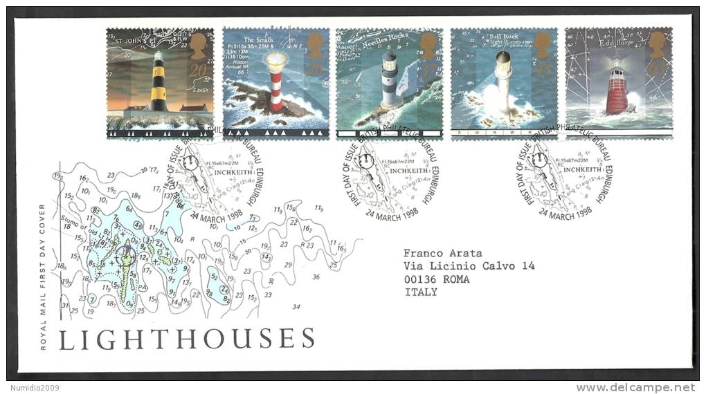 1998 GB FDC LIGHTHOUSES - 001 - 1991-2000 Em. Décimales