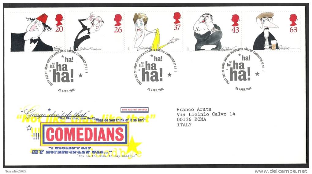 1998 GB FDC COMEDIANS - 001 - 1991-2000 Decimal Issues