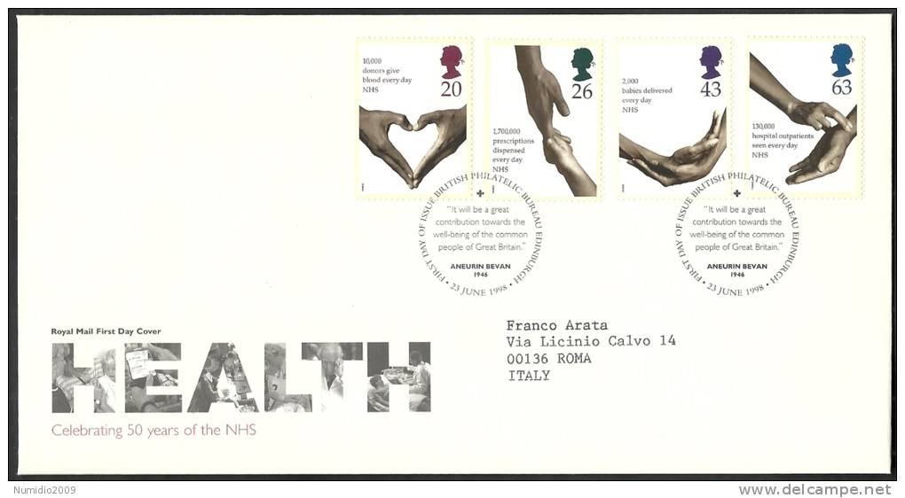 1998 GB FDC HEALTH - 001 - 1991-2000 Dezimalausgaben