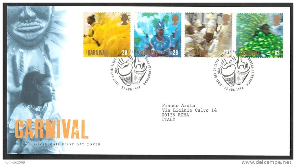 1998 GB FDC CARNIVAL - EUROPA - 001 - 1991-2000 Em. Décimales