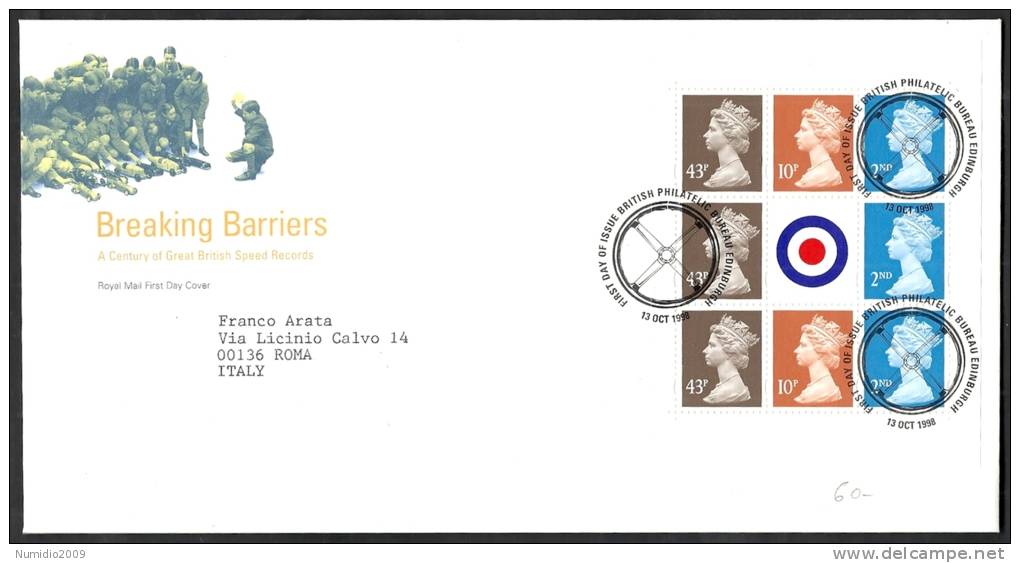 1998 GB FDC BREAKING BARRIES - 005 - 1991-2000 Em. Décimales