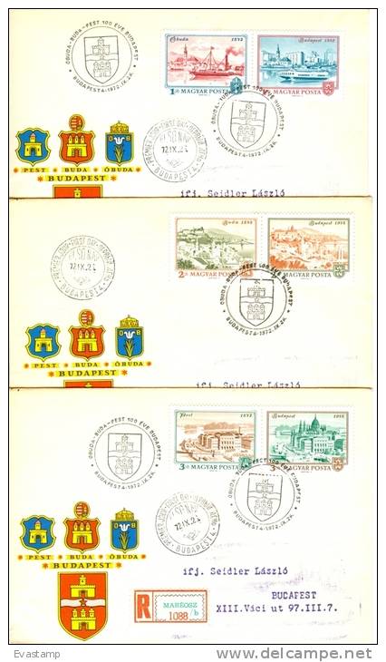 HUNGARY - 1972.FDC Set - Centenary Of Unification Of Obuda,Buda And Pest Into Budapest I. - FDC