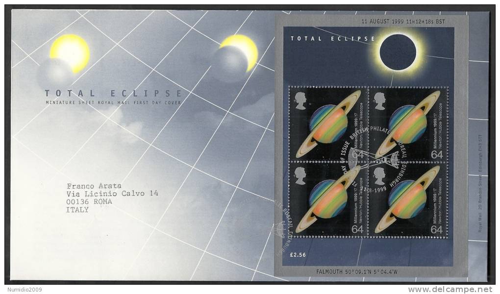 1999 GB FDC TOTAL ECLIPSE SHEET  - 005 - 1991-00 Ediciones Decimales