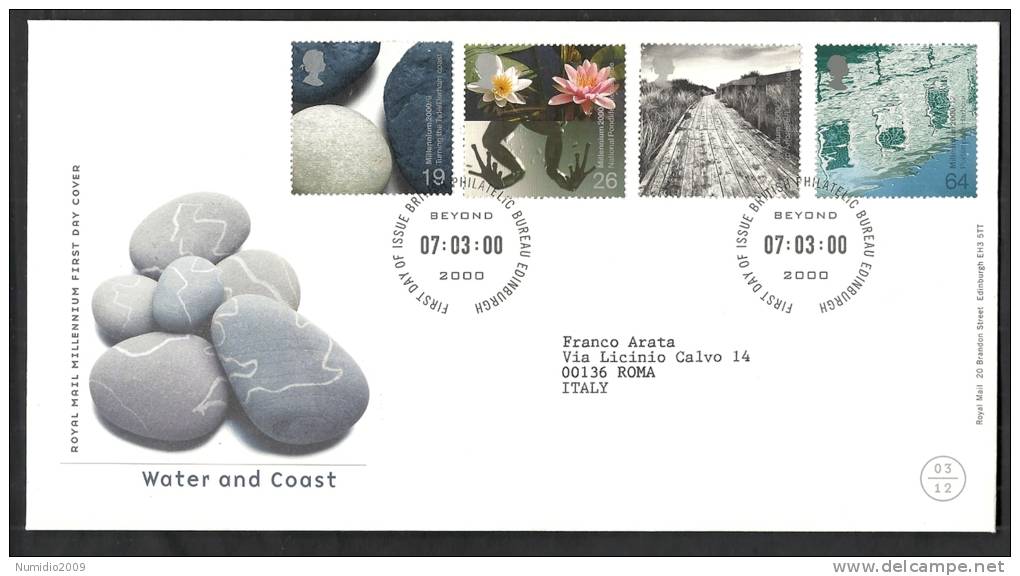 2000 GB FDC WATER AND COST  - 005 - 1991-2000 Decimal Issues