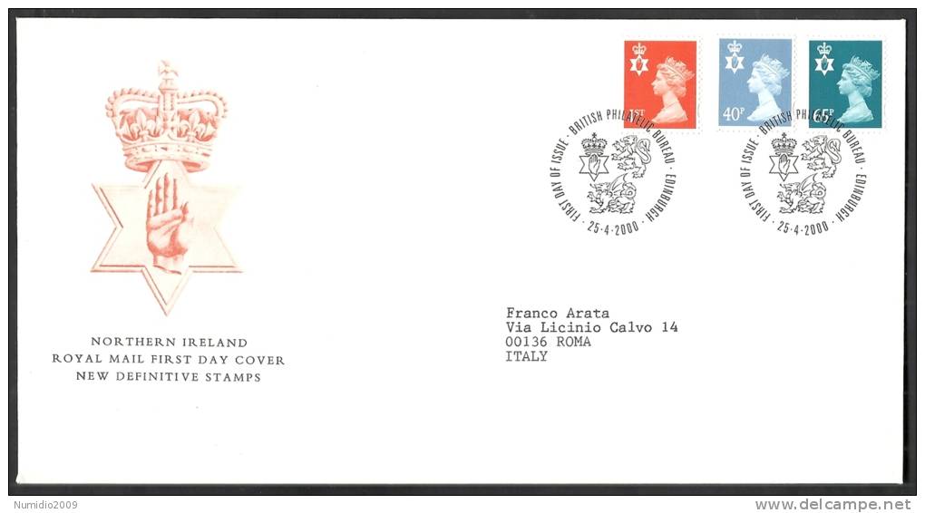 2000 GB FDC NORTHERN IRELAND NEW DEFINITIVE STAMPS 25.4.2000  - 005 - 1991-2000 Decimal Issues