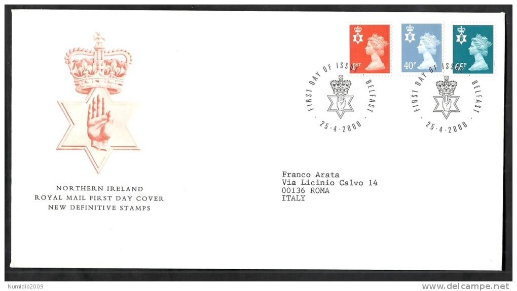 2000 GB FDC NORTHERN IRELAND NEW DEFINITIVE STAMPS 25.4.2000  - 005-002 - 1991-2000 Em. Décimales